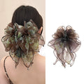 1pc womens fashion exaggerated vintage mesh sand bow claw