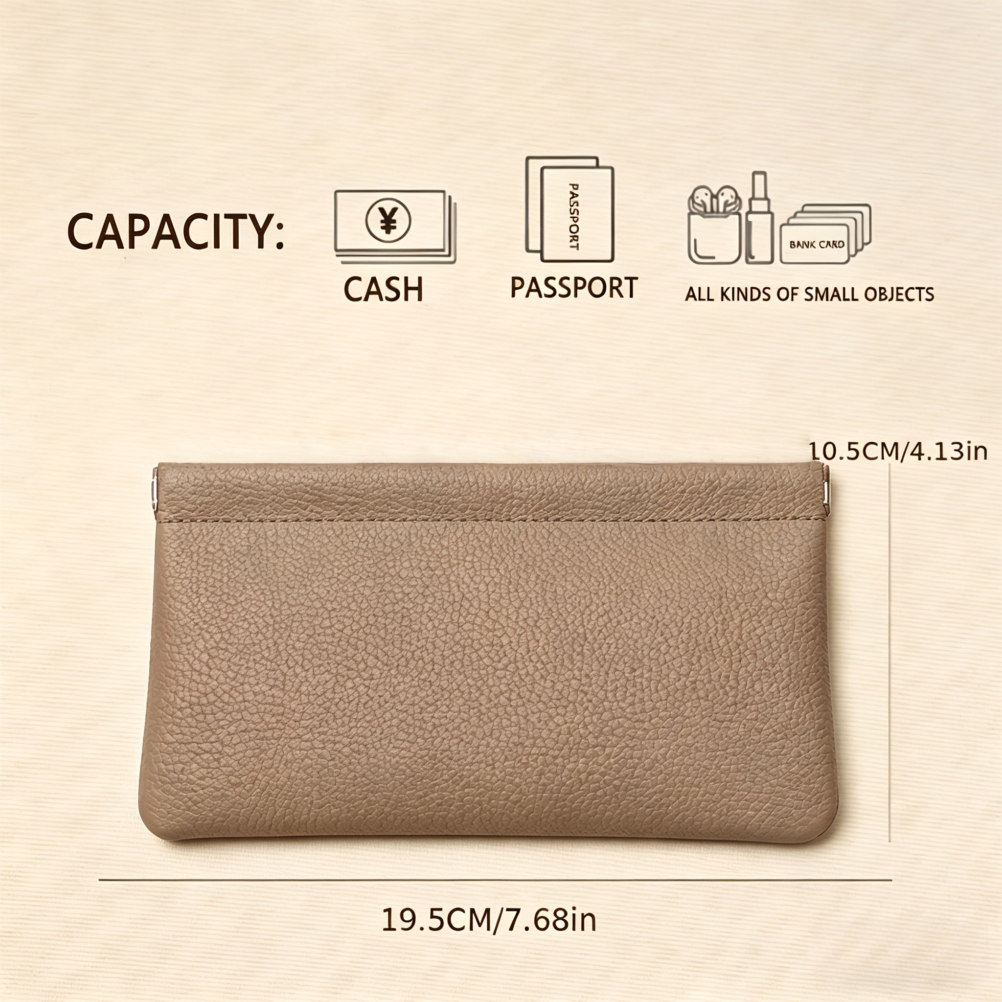 cowhide long womens wallet automatic closure