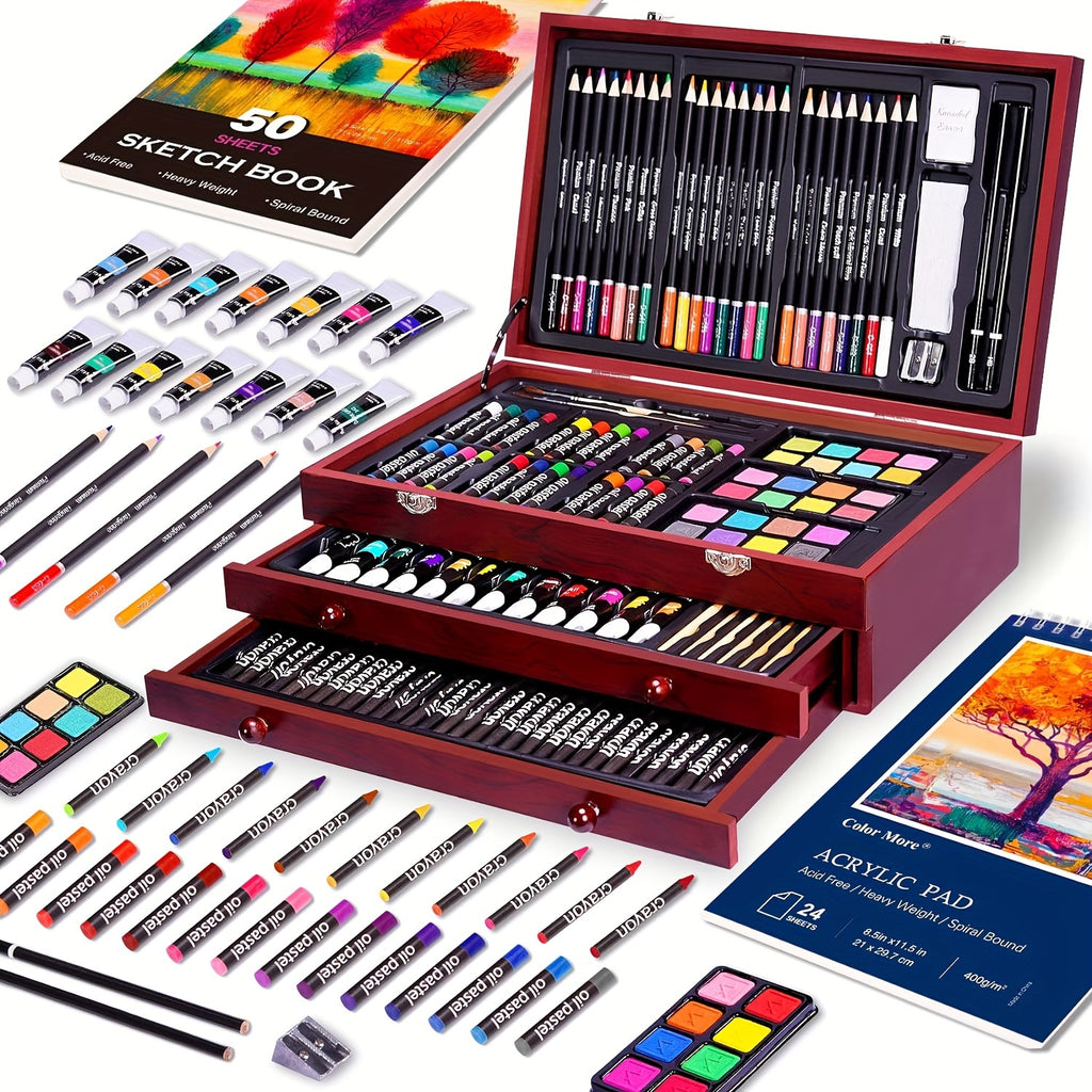 175pcs   set 2 drawing pads crayons acrylic paints