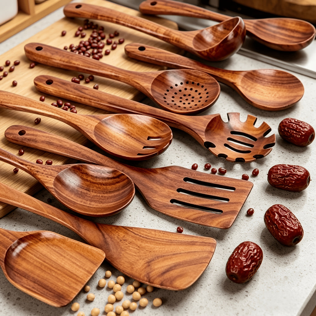 10 4 piece wooden kitchen utensil set natural wooden spoons