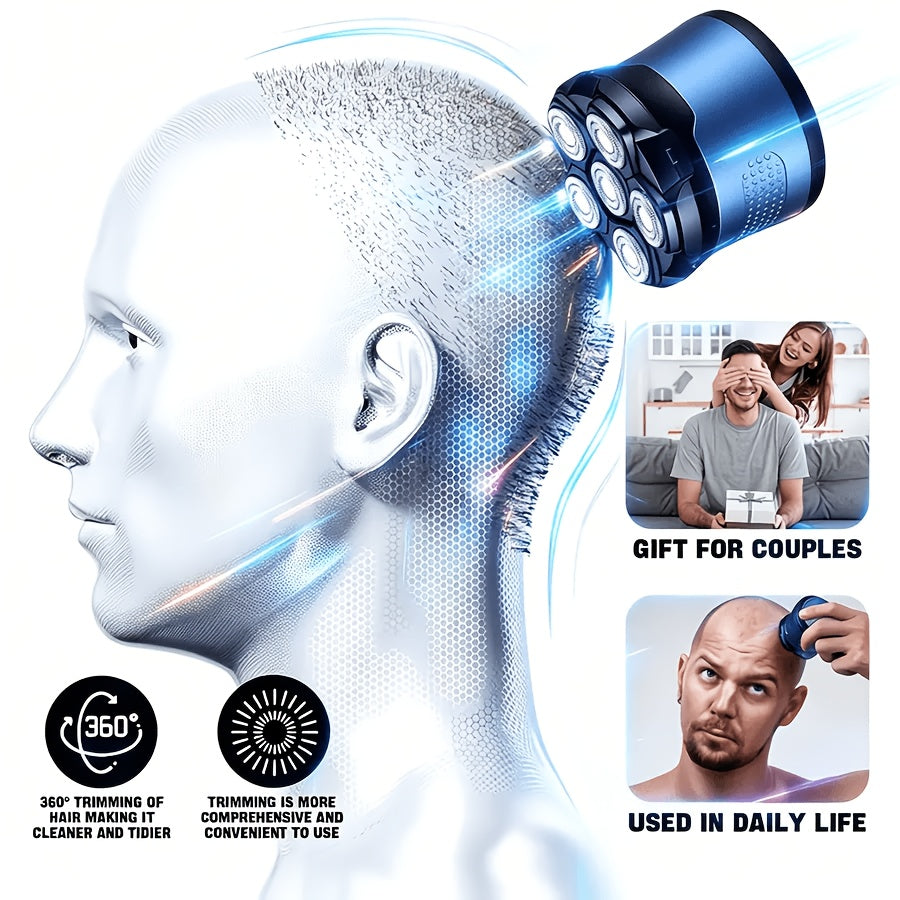 mens usb rechargeable 6 blade head shaver