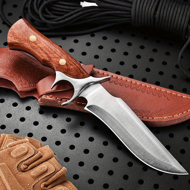 1pc   damascus fixed blade knife wooden handle