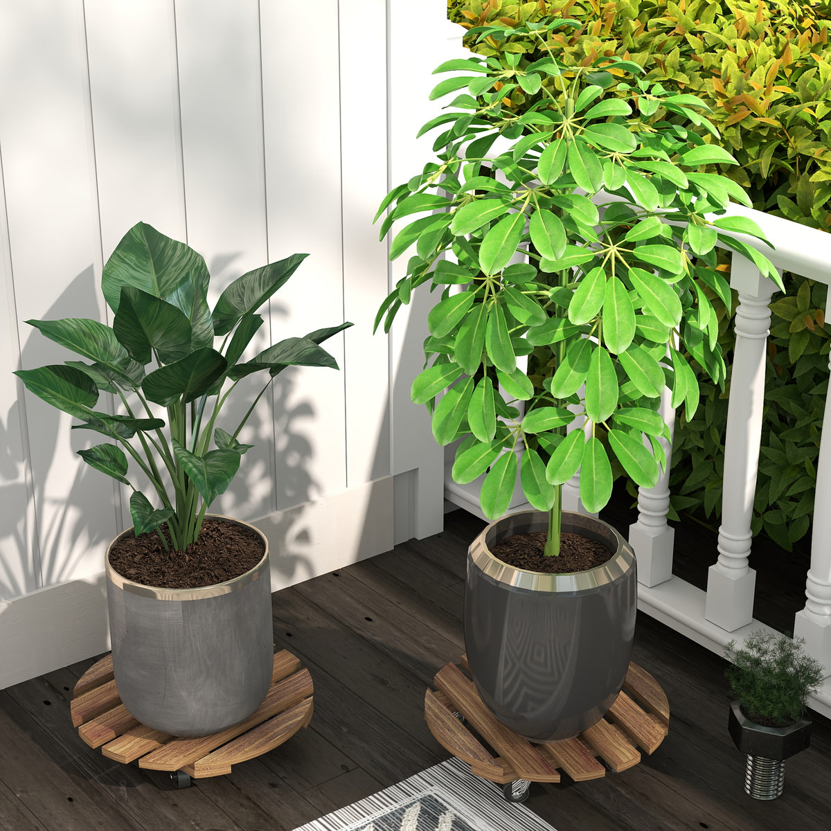 heavy duty iron wheeled plant caddy 4 pack 13 4in rolling
