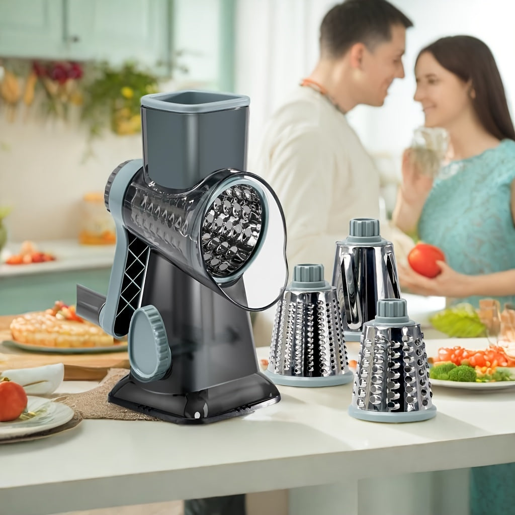 a multifunctional hand cranked vegetable cutter