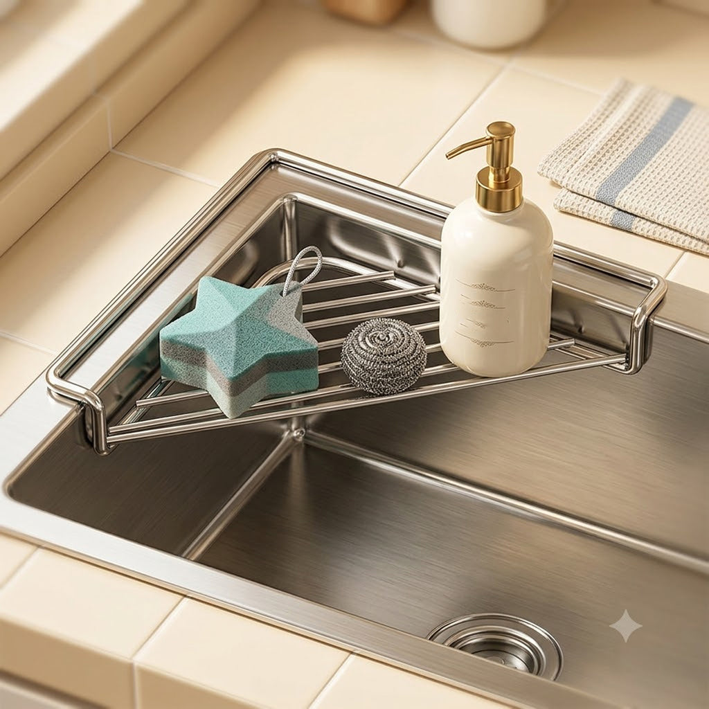 1pc corner sink storage rack heavy duty stainless steel sink