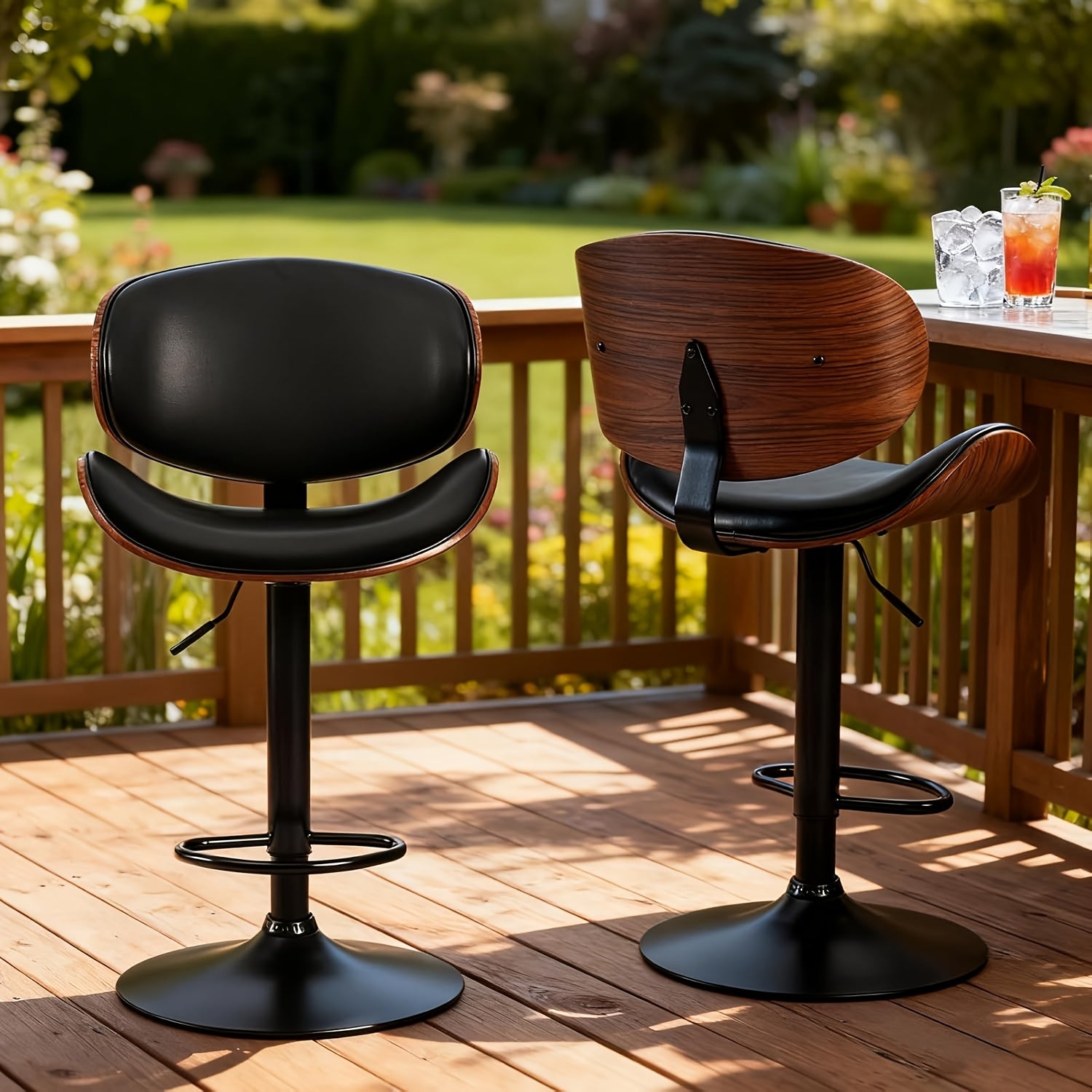 two piece bar stool set adjustable height featuring pu