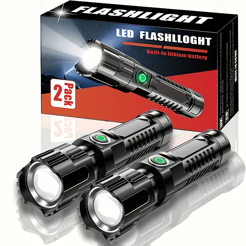 2pcs high powered zoom flashlights outdoor multifunctional