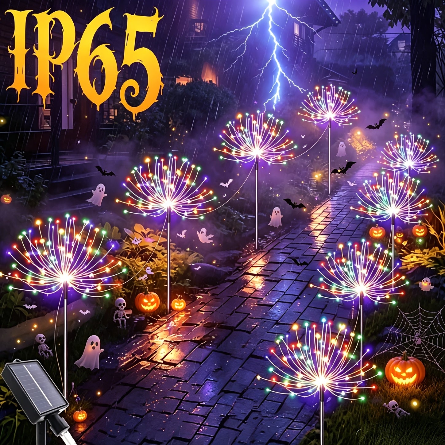 8 pack 420led solar outdoor fireworks light ip65 waterproof