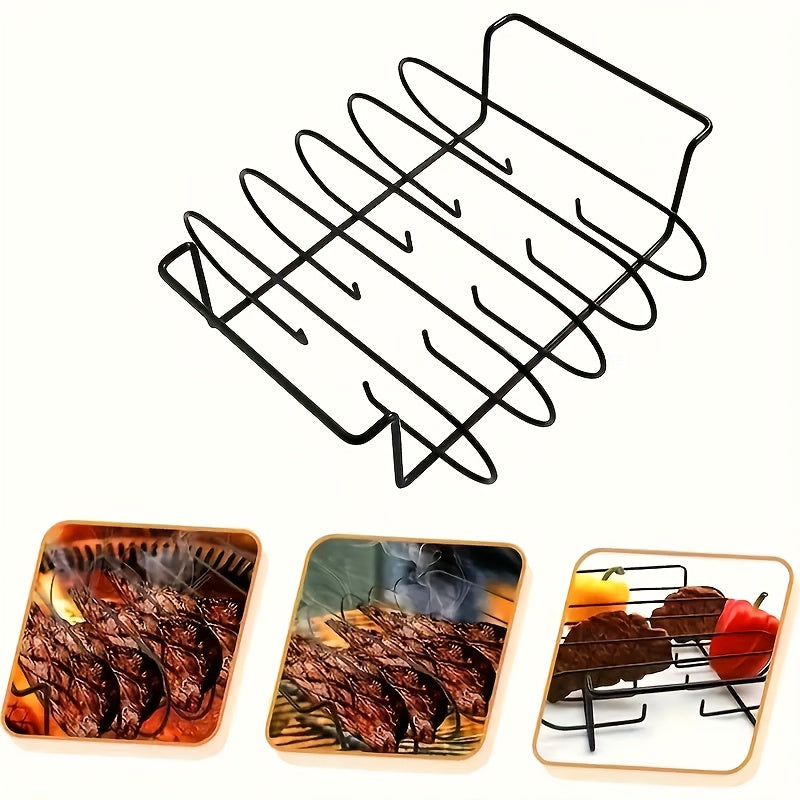 1pc heavy duty iron bbq grill basket steak rack non stick