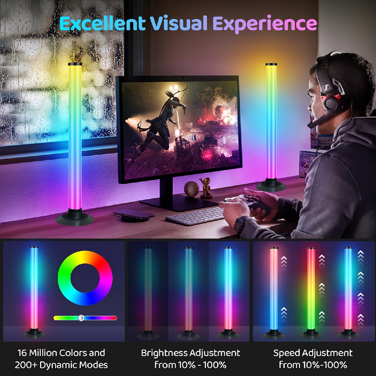 modern desktop ambient light sound activated led strip