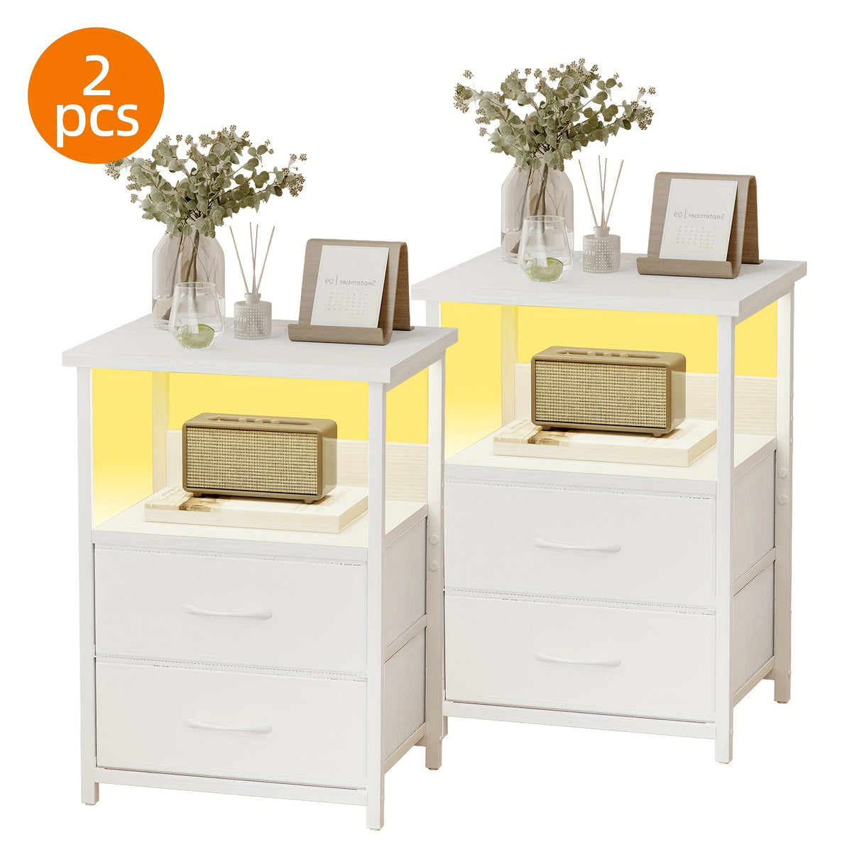 1 2pcs night stand display stand 1 2 3 4 drawers led