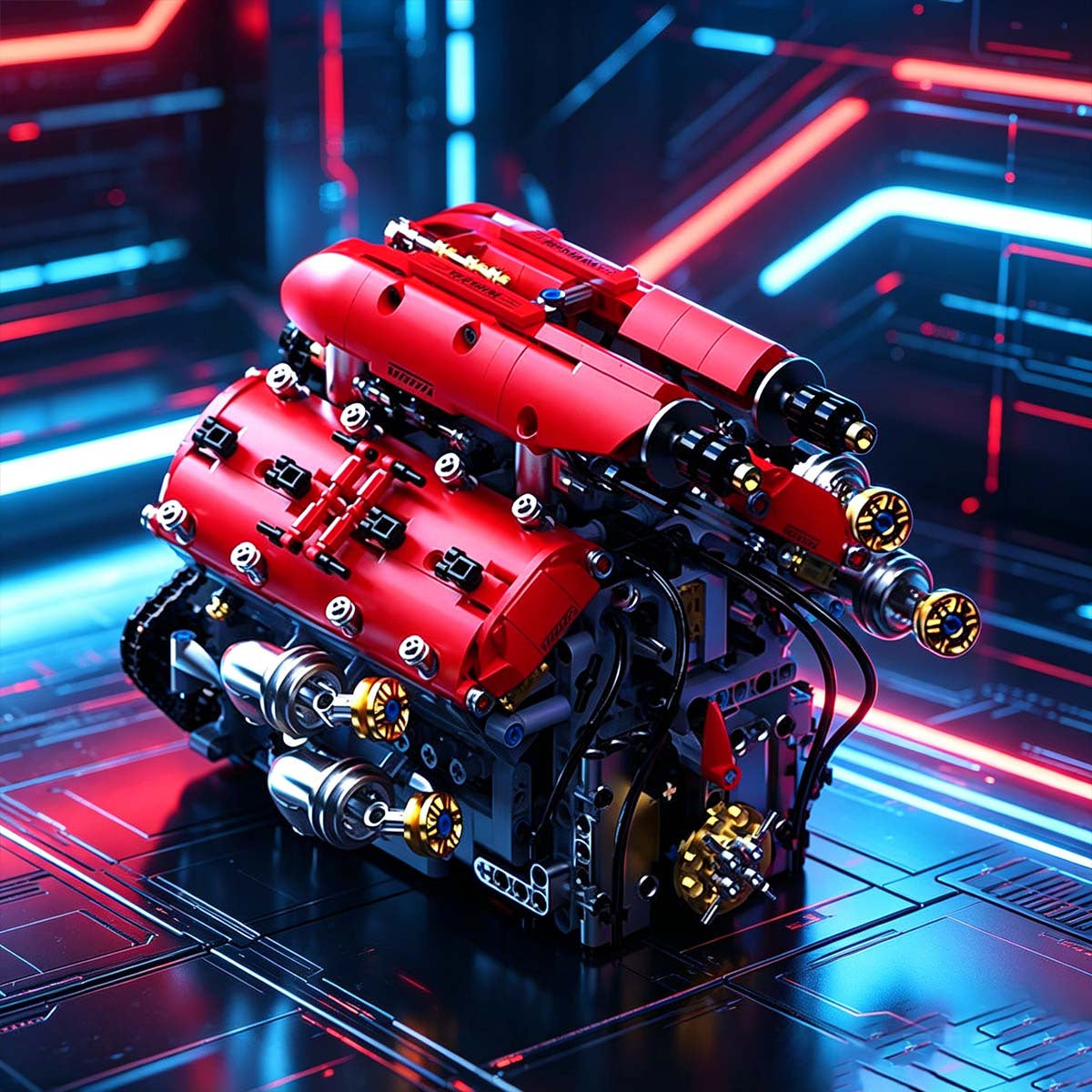 v8 red   model 1289 1370pcs v4 engine 1001pcs a