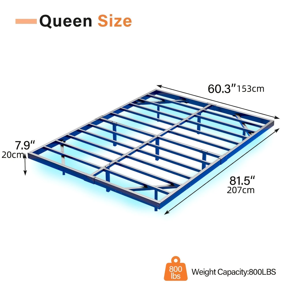 full queen king size floating bed frame smart led lights