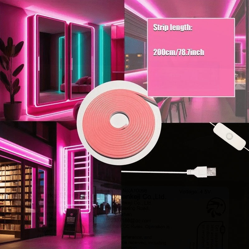2m pink led light strip interior decoration