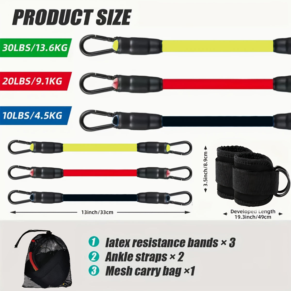 5pcs ankle   bands adjustable cuffs strength