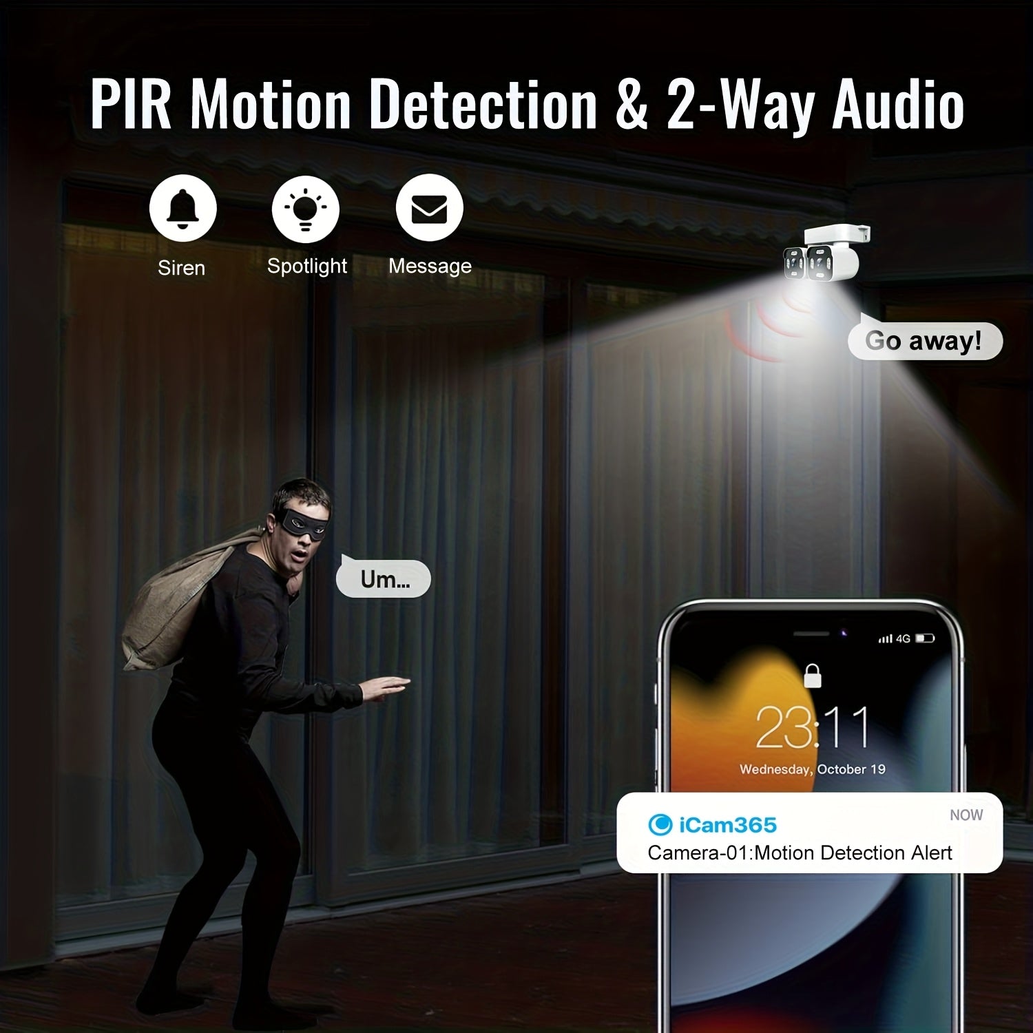phansatim 8mp smart wireless wifi security camera indoor