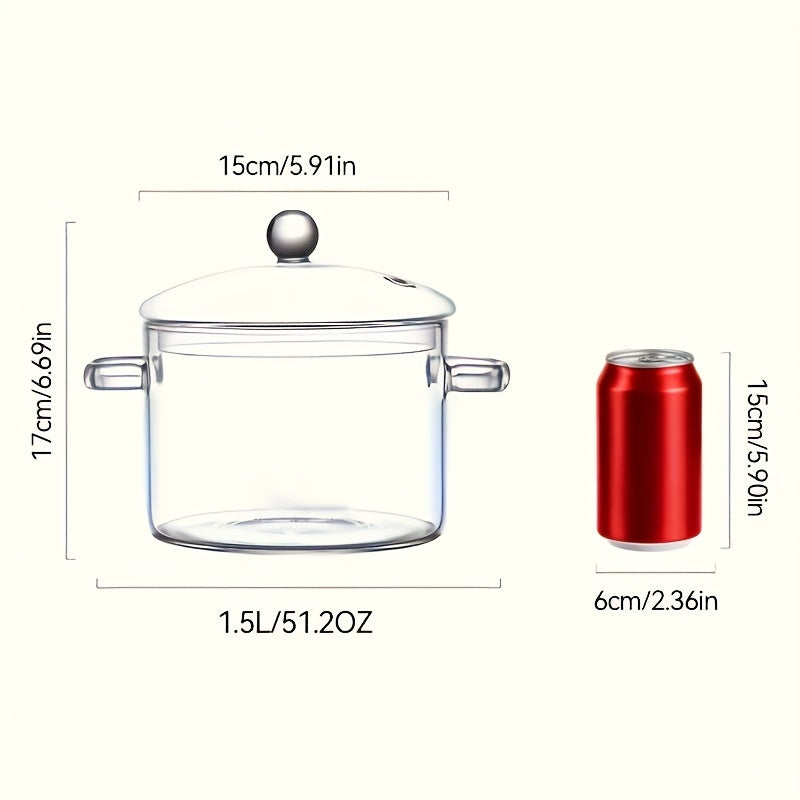 1pc heat resistant clear glass stew pot lid transparent