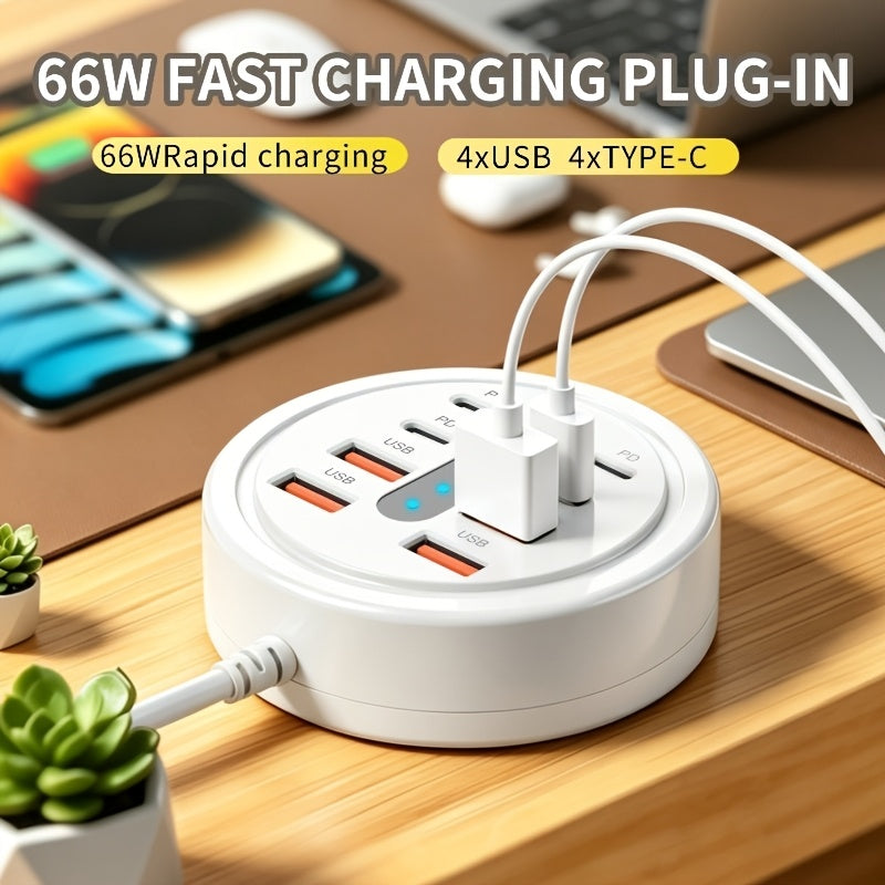 66w round usb c fast charging hub 8 in 1 model 4 type c pd 4