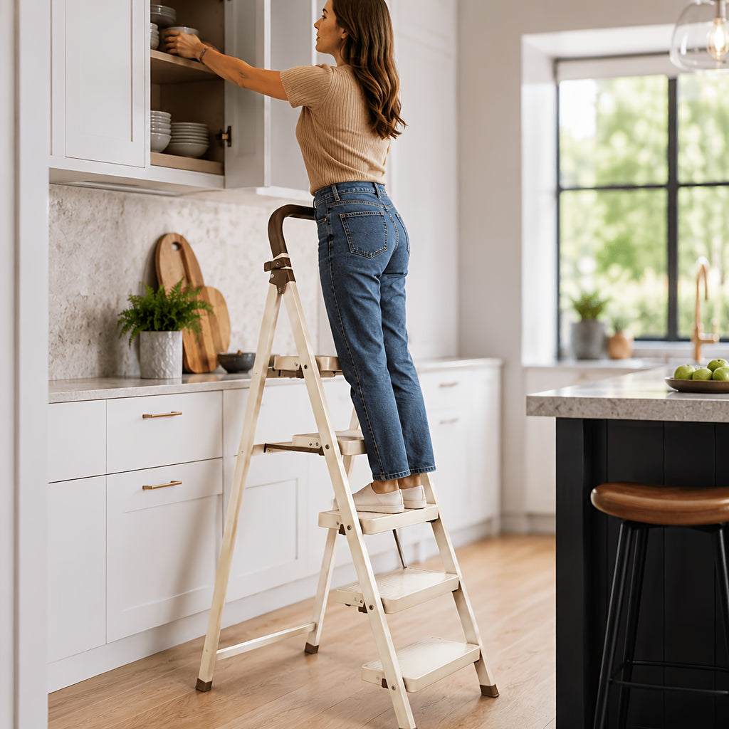 durable folding ladder 350 lbs capacity durable lightweight