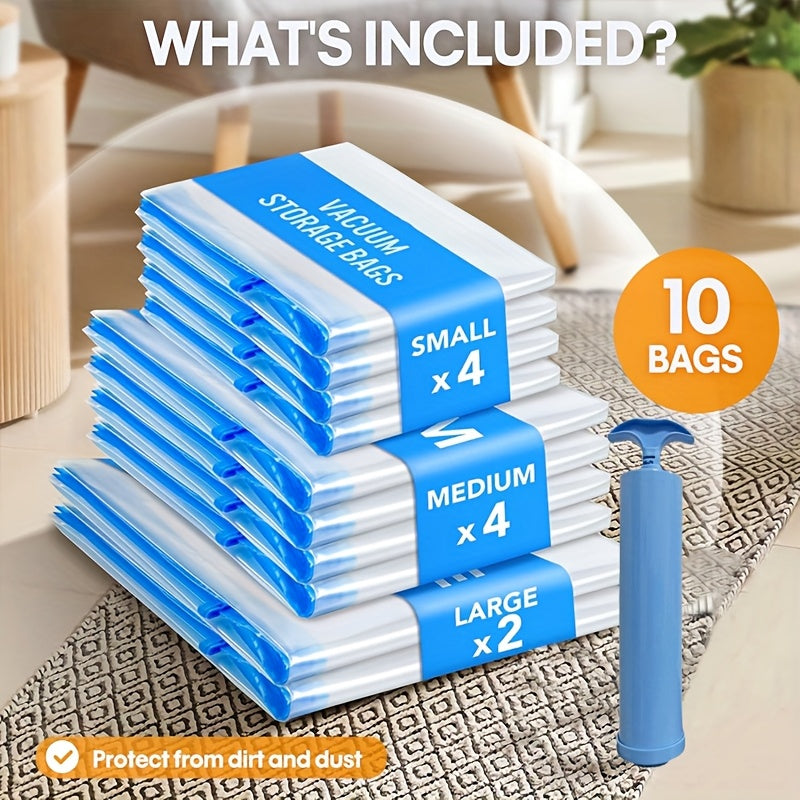 11pcs vacuum compression storage bags set portable hand pump