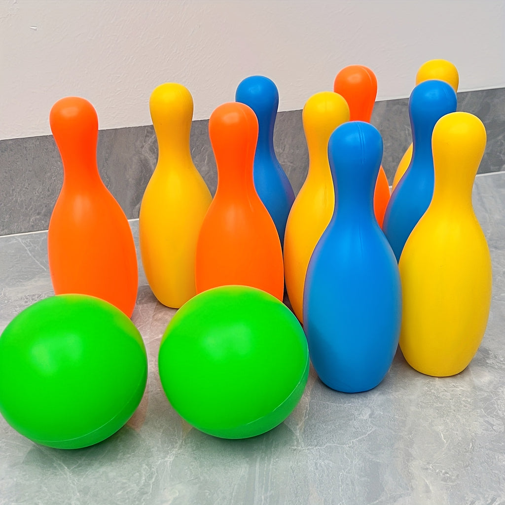 large bowling toy set 10 bottles 2 balls sports toy set
