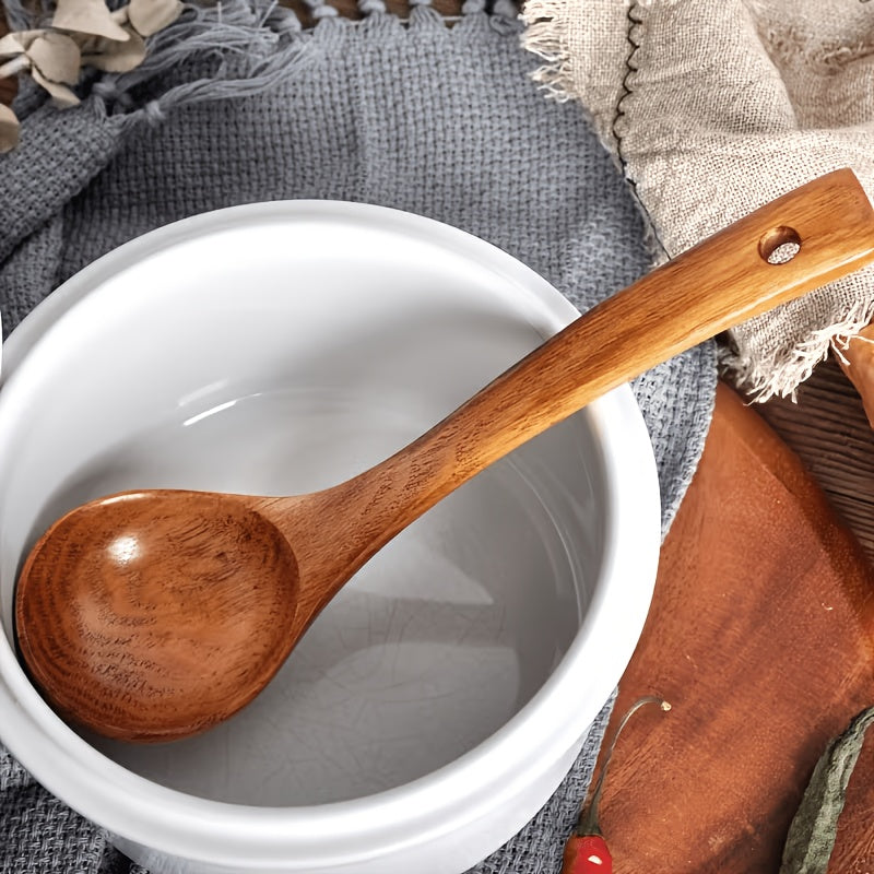 1pc wooden soup spoon long handle stirring spoon large