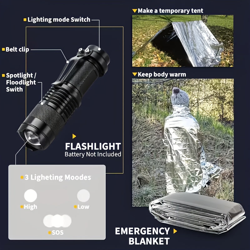 28 in 1 survival equipment set mens   knife set
