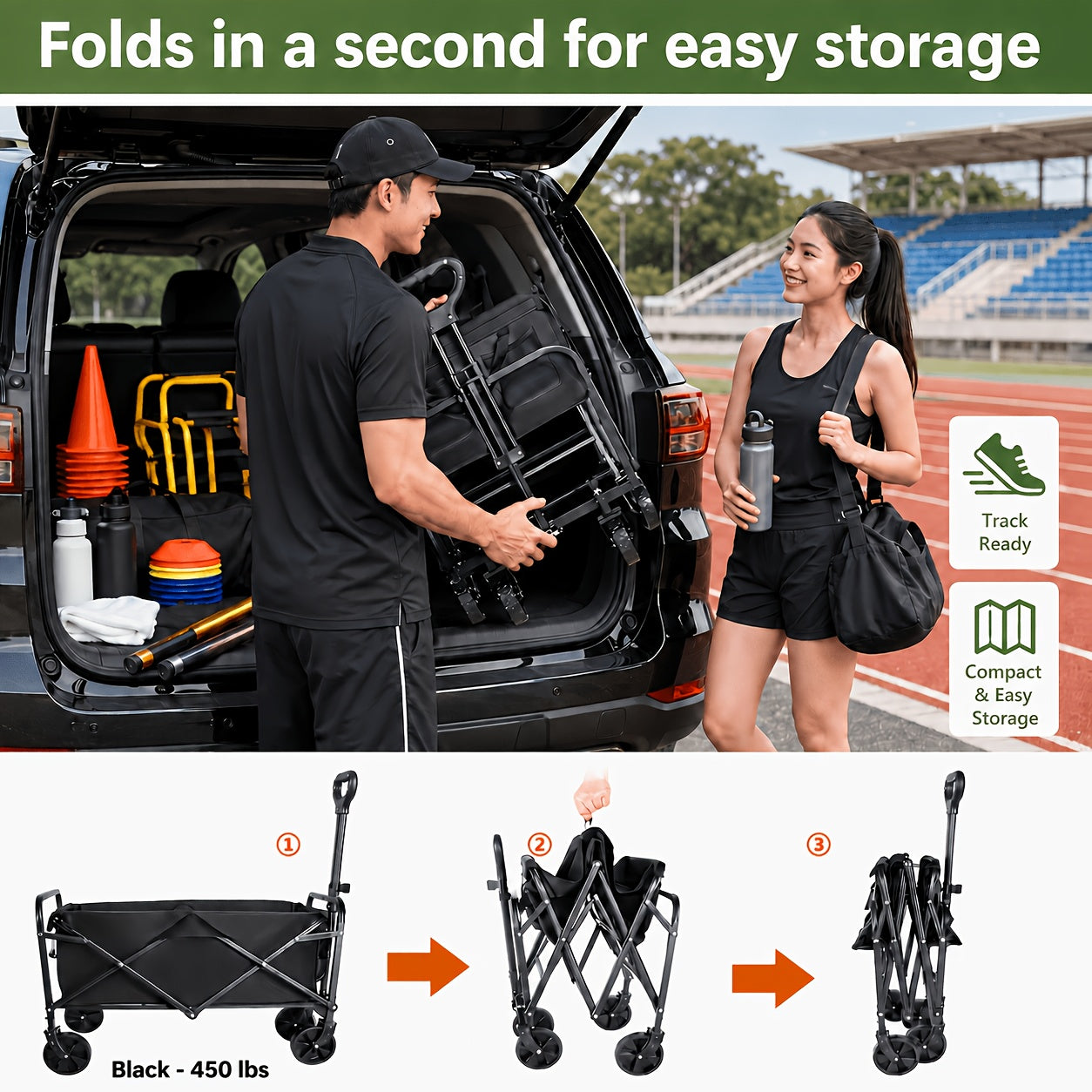 450 330 220lbs capacity heavy duty terrain folding