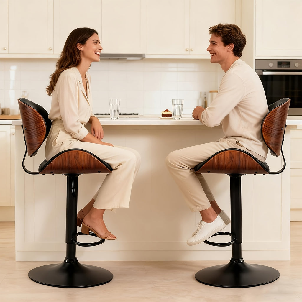 two piece bar stool set adjustable height featuring pu