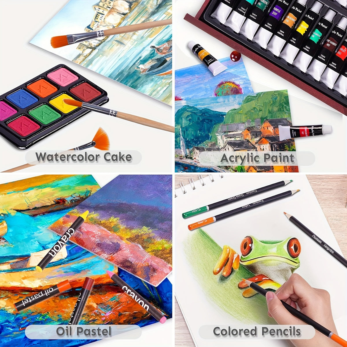 175pcs   set 2 drawing pads crayons acrylic paints