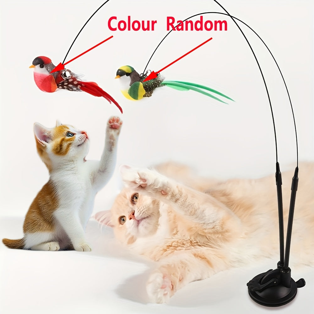 random colors 2pcs artificial birds 1 set interactive cat