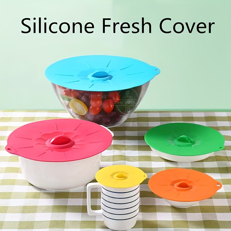 5pcs silicone bowl cover set heat resistant reusable fresh