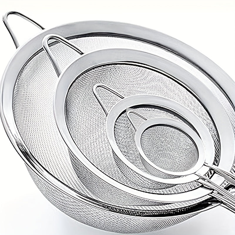 4pcs stainless steel flour sifter set handle   mesh