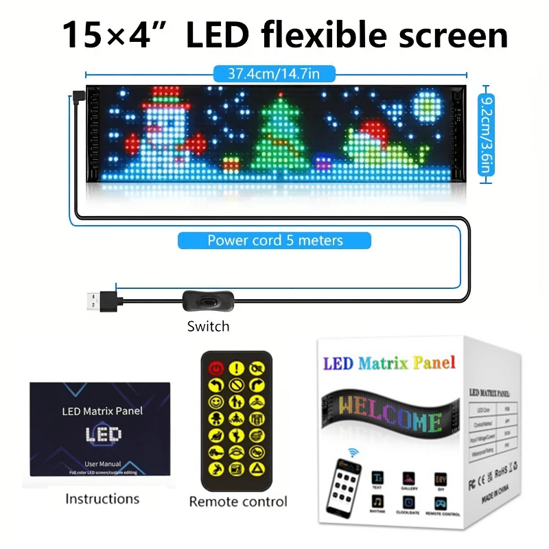 led scrolling party sign car charger app programmable