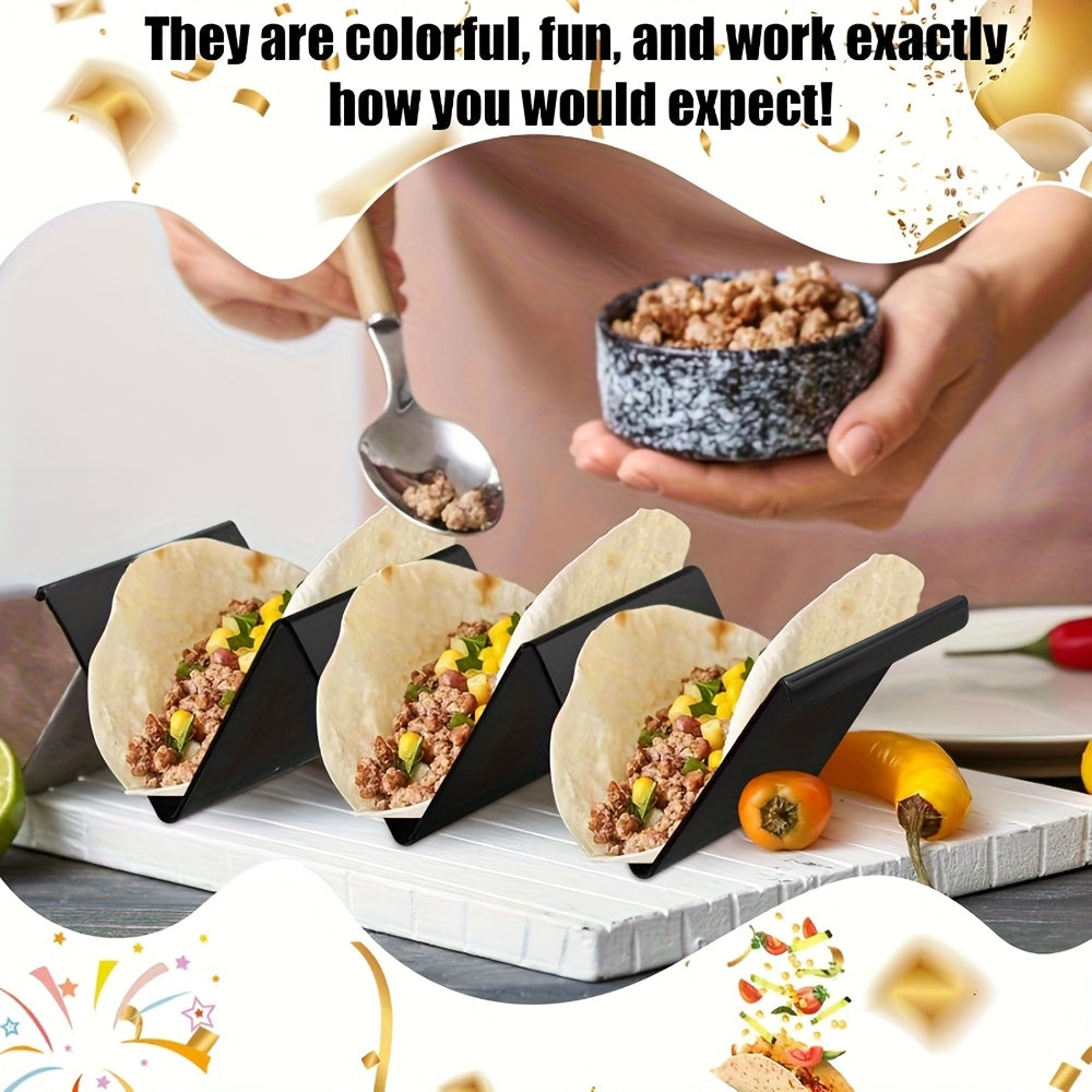 set 3 black taco holders made sturdy pp material featuring