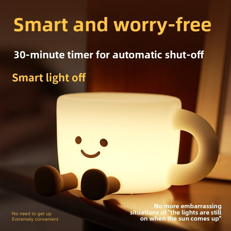 creative coffee cup tap night light multifunctional desktop