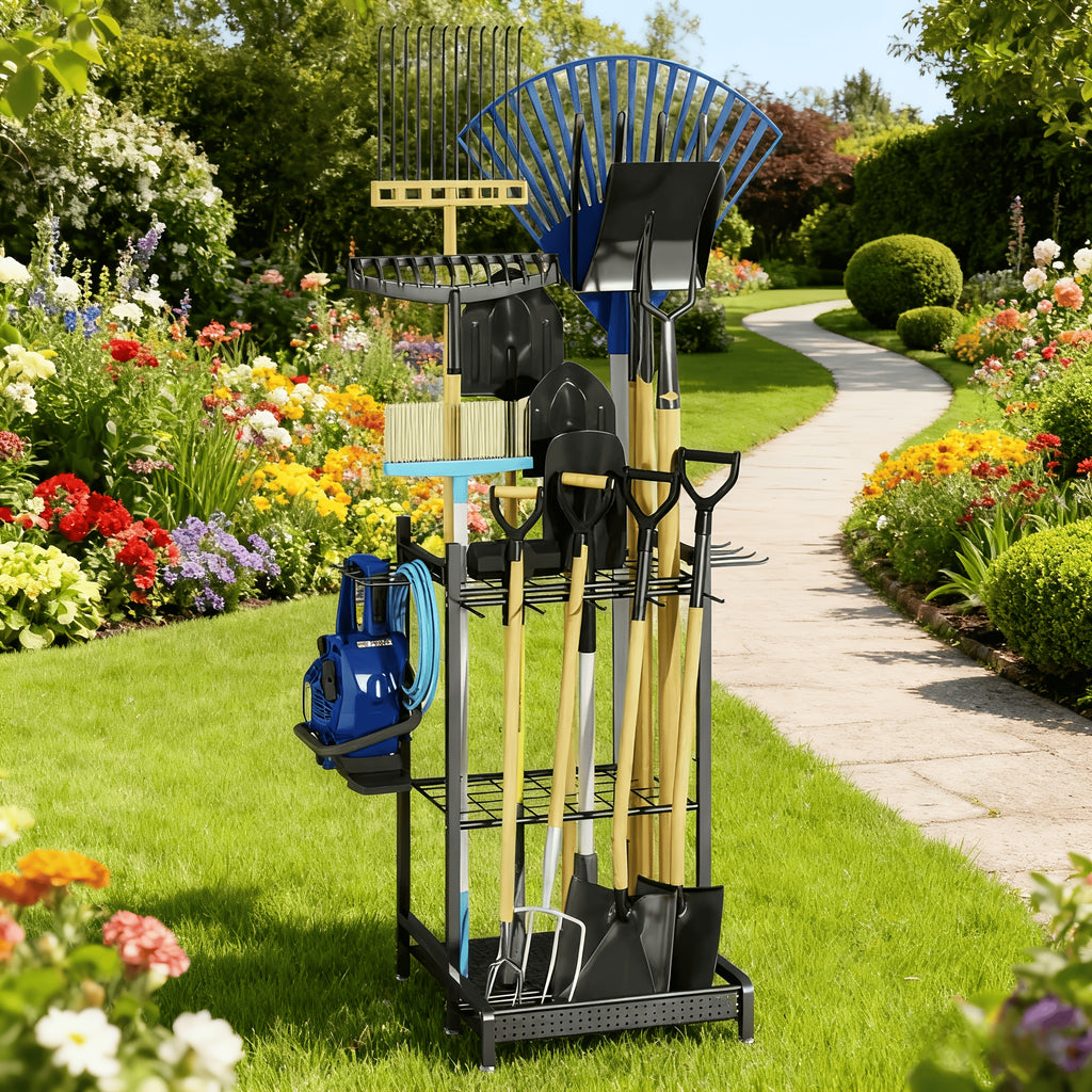 garden tool organizer garage utility storage racks hooks