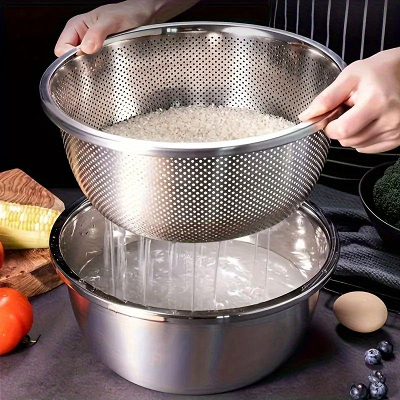 2pcs stainless steel micro perforated colander set multi