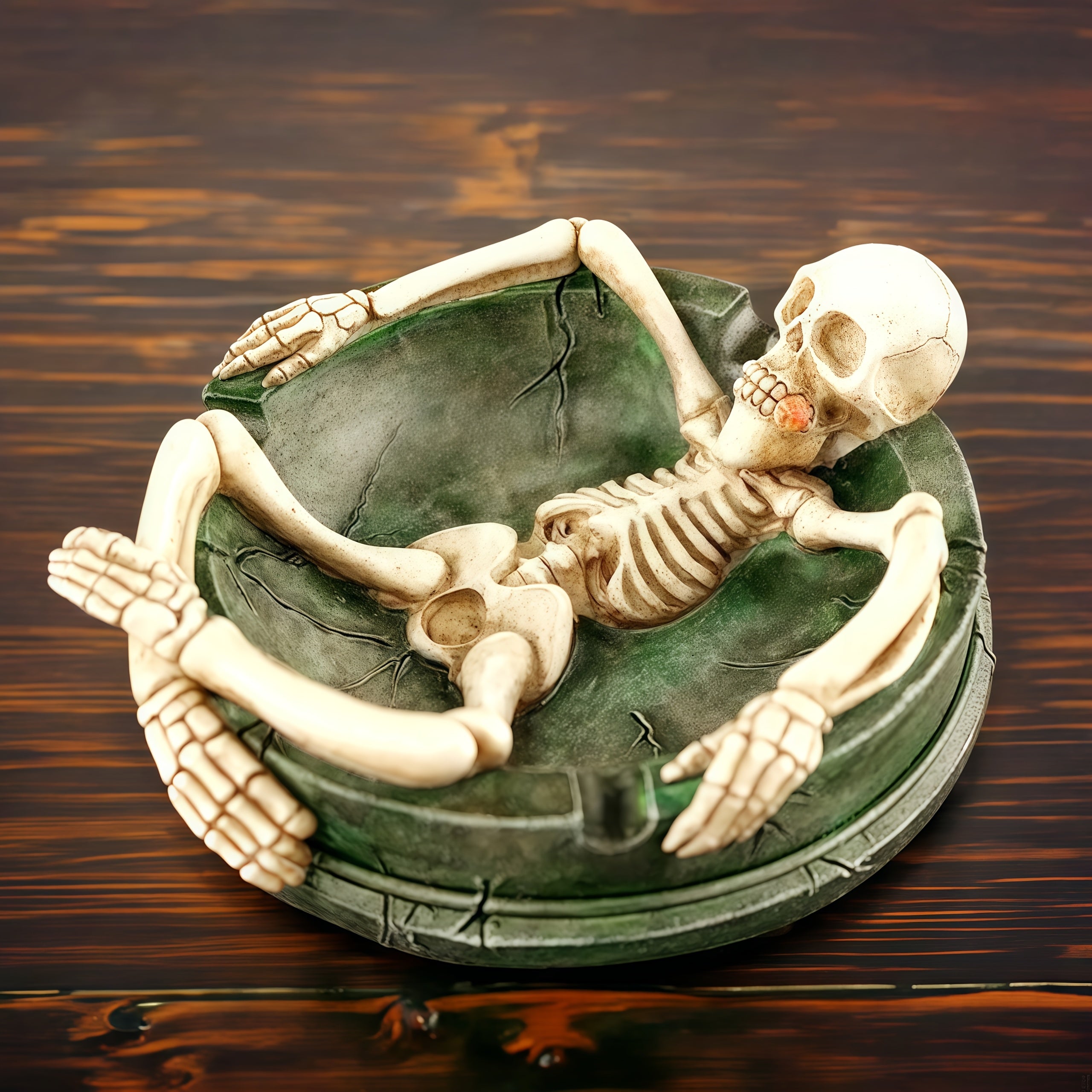 1pc gothic round skeleton ashtray durable   decor