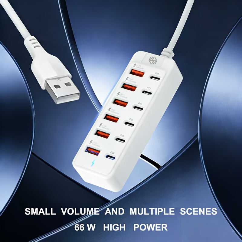 1pc white 12 port fast charging hub 6pcs usb ports 6pcs type