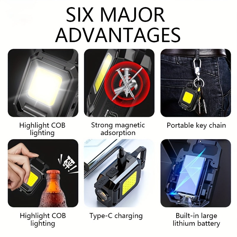 flashlight mini keychain light cob work light usb