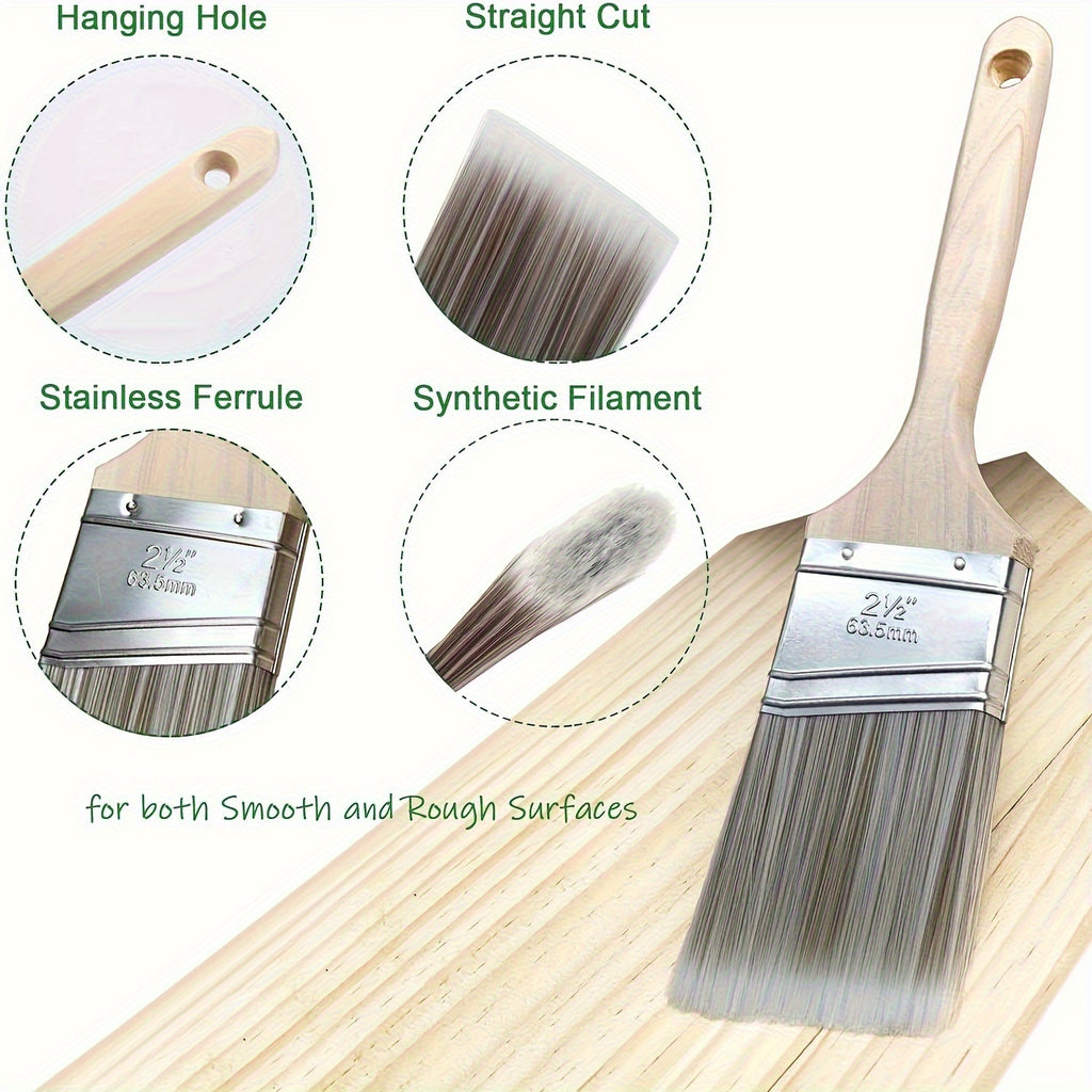 5pcs paintbrush set tapered synthetic bristles wooden