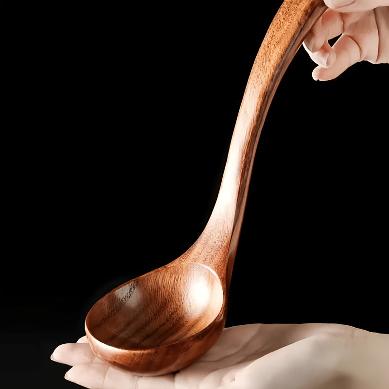 1pc wooden soup spoon long handle stirring spoon large