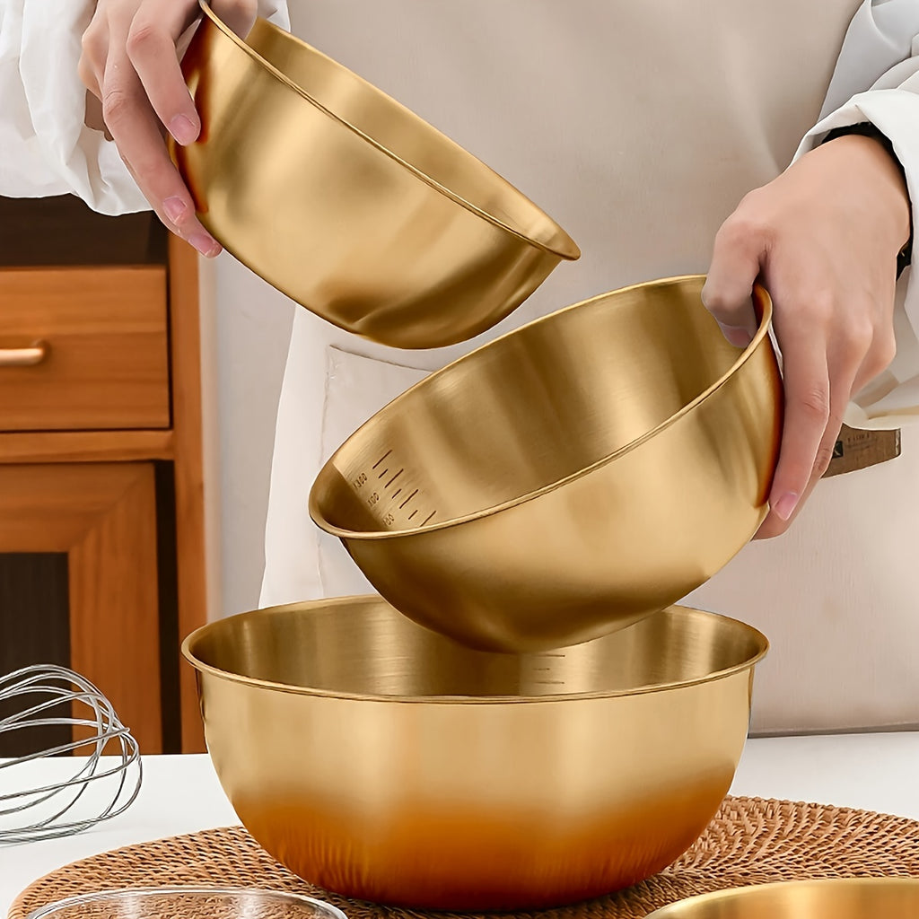 3pcs stainless steel salad bowls set oven safe durable