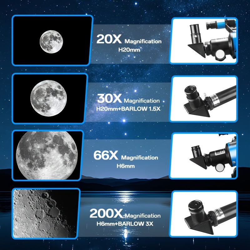 70400 refractor telescope 200x magnification   a
