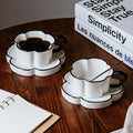 minimalist petal shaped ceramic coffee cup saucer