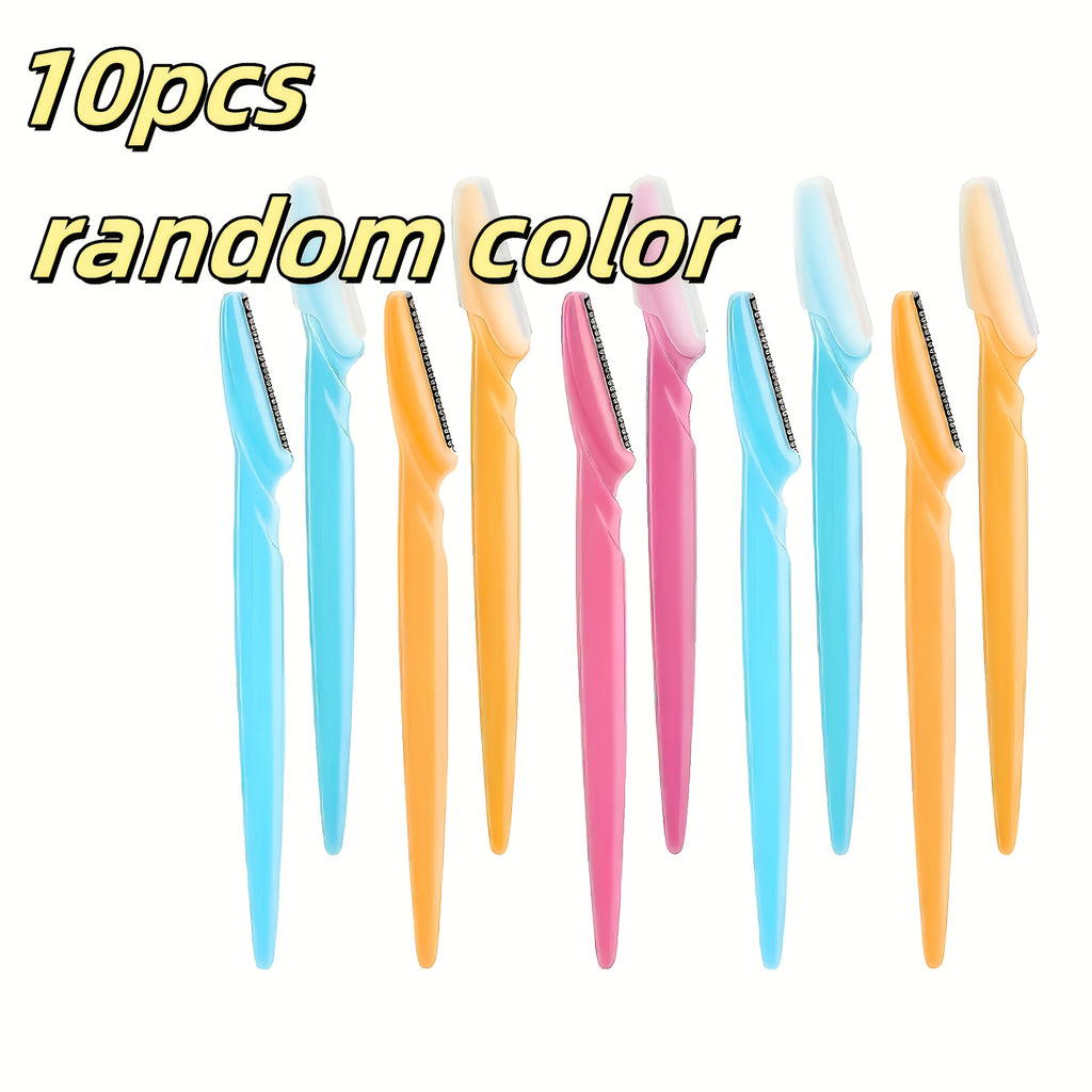 10pcs stainless steel eyebrow razors colors random multi