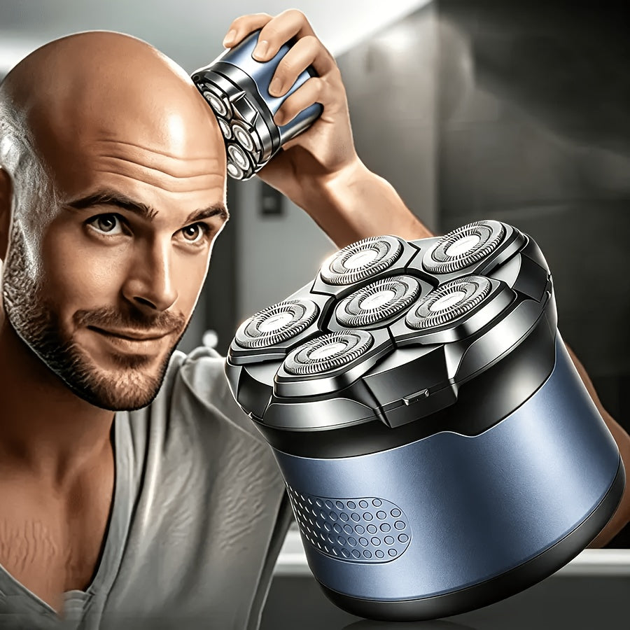 mens usb rechargeable 6 blade head shaver