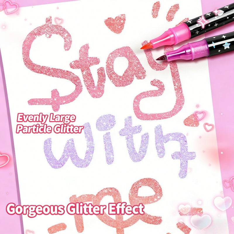 24   dual tip glitter pen set glitter