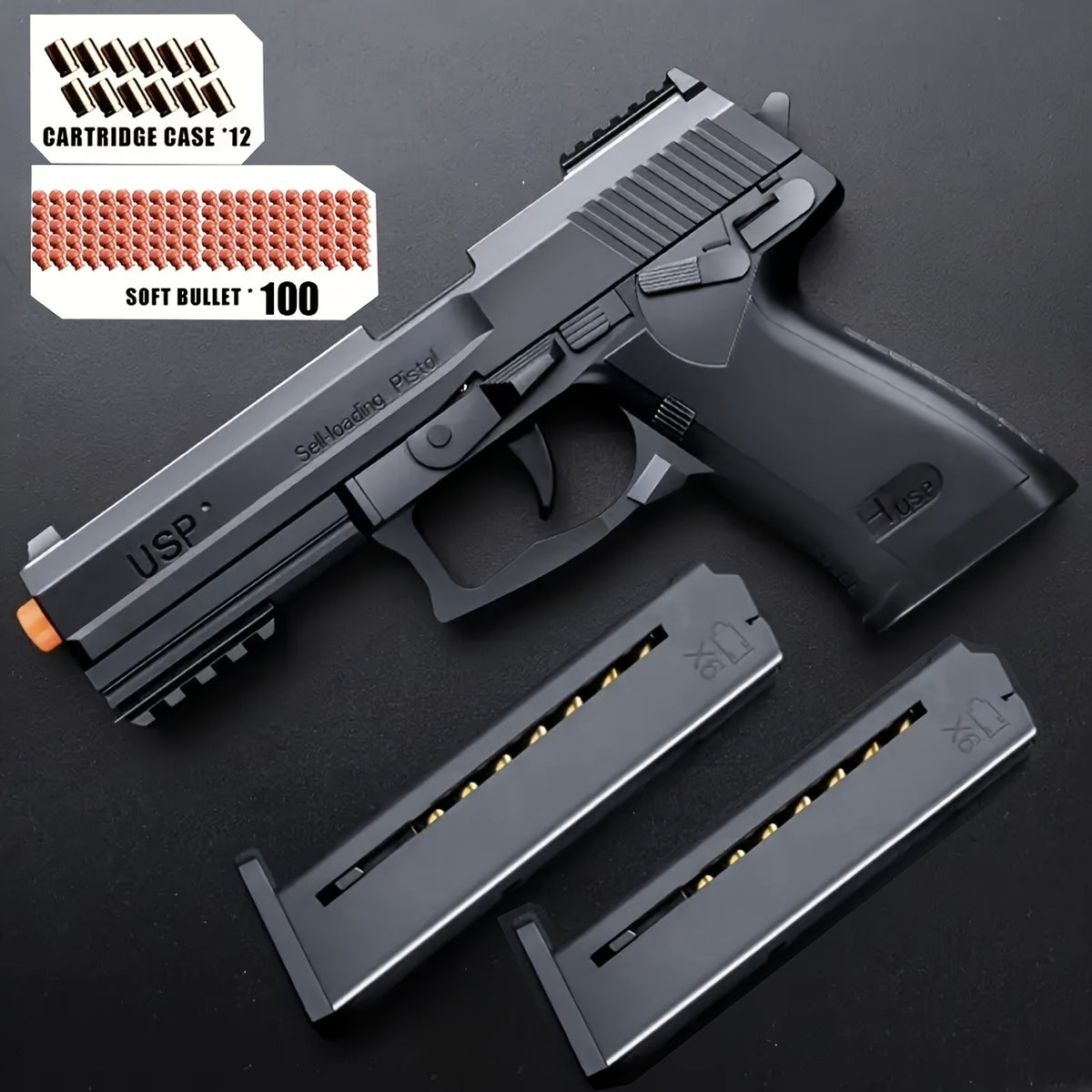 2025 usp toy   clip pistol continuous shooting 100